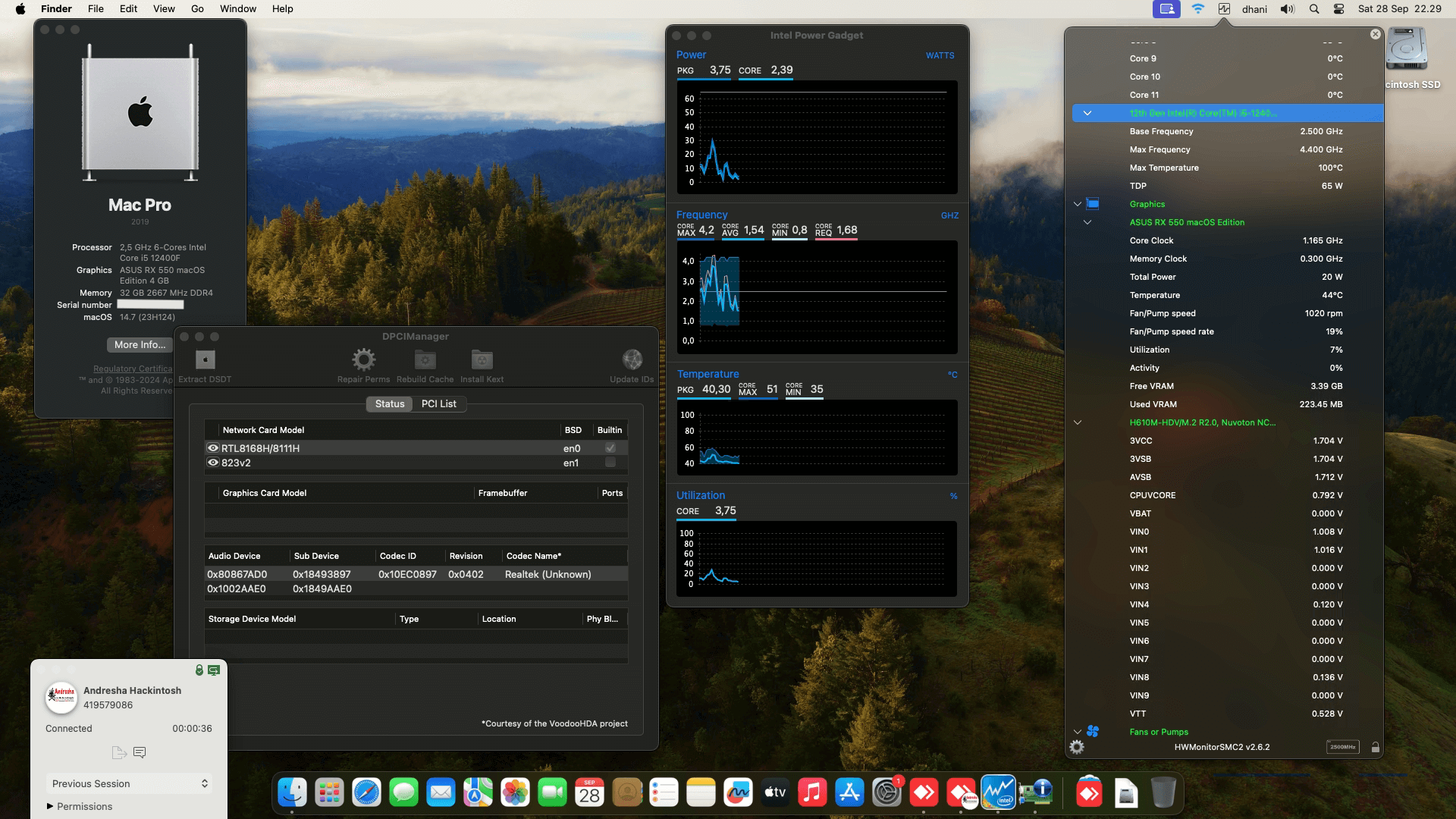 Success Hackintosh macOS Sonoma 14.7 Build 23H124 in Asrock H610M-HDV/M.2 R2.0 + Intel Core i5-12400F + Asus RX 550
